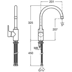 Смеситель для кухни Roca L20 A5A8409C0M