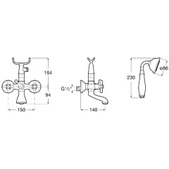 Смеситель для ванны Roca Carmen A5A014BC00