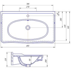 Тумба с раковиной ASB-Woodline Модерн 85 орех массив ясеня
