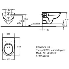 Унитаз подвесной Geberit Renova 203040000 (без сиденья)