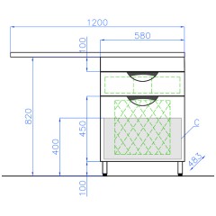 Тумба с раковиной Style Line Жасмин 60 1 ящик (Cosmos 1200 R)