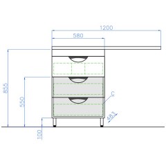 Тумба с раковиной Style Line Жасмин 60 3 ящика (Cosmos 1200 R)