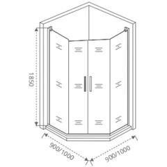 Душевое ограждение GooDDooR Pandora PNT-TD-100-C-CH