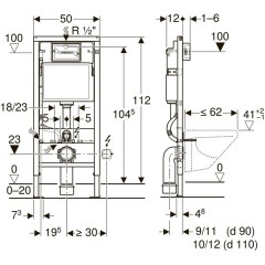 Инсталляция для подвесного унитаза Geberit Duofix 458.128.21.1 с кнопкой смыва