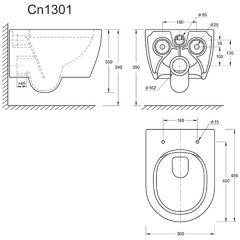 Унитаз подвесной Ceramica Nova Simple CN1301 безободковый