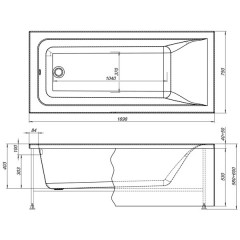 Ванна акриловая Aquanet Bright 170x75