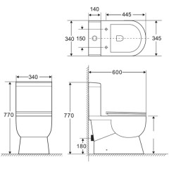 Унитаз BelBagno Ricco BB275CPR+BB275T+BB275SC безободковый