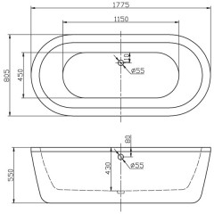 Ванна акриловая BelBagno BB12-1775