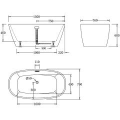 Ванна акриловая BelBagno BB72-1500