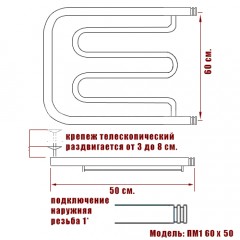 Полотенцесушитель водяной Ника Econ ПМ1 60x50