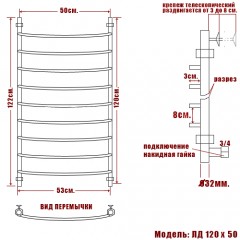 Полотенцесушитель водяной Ника ЛД 120x50