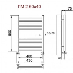 Полотенцесушитель водяной Ника Modern ЛМ 2 с вентилями 60x50