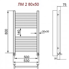 Полотенцесушитель водяной Ника Modern ЛМ 2 с вентилями 120x30