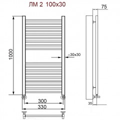 Полотенцесушитель водяной Ника Modern ЛМ 2 с вентилями 120x50