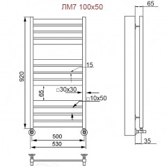 Полотенцесушитель водяной Ника Modern ЛМ 7 Matt Antique Silver 100x50