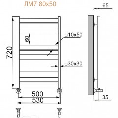 Полотенцесушитель водяной Ника Modern ЛМ 7 Matt Antique Silver 100x50