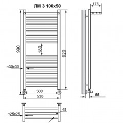 Полотенцесушитель водяной Ника Modern ЛМ 3 100x50