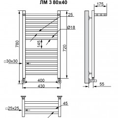 Полотенцесушитель водяной Ника Modern ЛМ 3 100x50