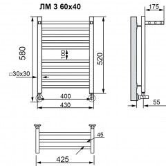 Полотенцесушитель водяной Ника Modern ЛМ 3 100x50