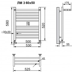 Полотенцесушитель водяной Ника Modern ЛМ 3 100x50