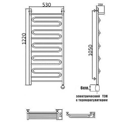 Полотенцесушитель электрический Ника ЛZ/ВП 120x50