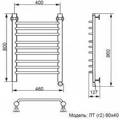 Полотенцесушитель электрический Ника Trapezium ЛТ (г2) 80x40