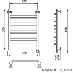 Полотенцесушитель электрический Ника Trapezium ЛТ (г2) 80x60
