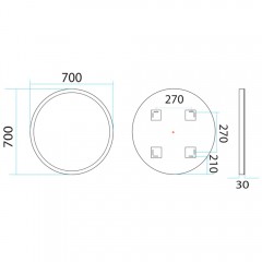 Зеркало Misty Неон 5 LED 70x70 сенсор на зеркале П-Нео070070-5КРСНЗ