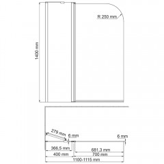Шторка на ванну WasserKRAFT Leine White 35P02-110WHITE Fixed
