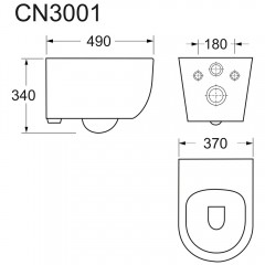 Унитаз подвесной Ceramica Nova Play CN3001 безободковый