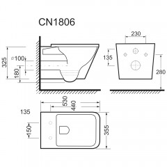 Унитаз подвесной Ceramica Nova Cubic CN1806 безободковый