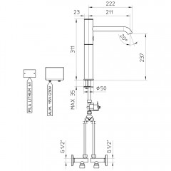 Смеситель для раковины Palazzani Idrotech 12E55210 электронный