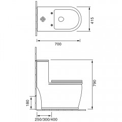 Унитаз SantiLine SL-5019MB безободковый