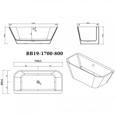 Ванна акриловая BelBagno BB19-1700-800