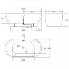 Ванна акриловая BelBagno BB70-1700-800