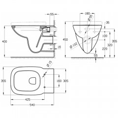 Унитаз подвесной Roca Debba Rimless 34699L00Y (без сиденья)