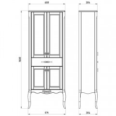 Пенал ASB-Woodline Модерн 60 орех массив ясеня