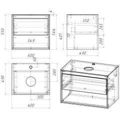 Тумба под раковину Cersanit Louna 60 SZ-LOU-CO60-BL/Wh