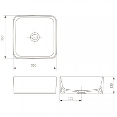 Раковина накладная Cersanit Crea 35 Square UM-CRE35/1-oc-S