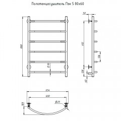 Полотенцесушитель электрический Тругор ПЭК 5 80х60