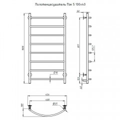 Полотенцесушитель электрический Тругор ПЭК 5 100х40