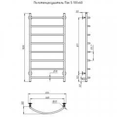 Полотенцесушитель электрический Тругор ПЭК 5 100х60