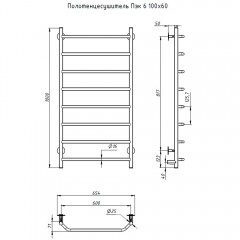 Полотенцесушитель электрический Тругор ПЭК 6 100х60