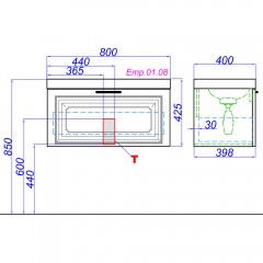 Тумба под раковину Aqwella 5 stars Empire 80 Emp.01.08/W