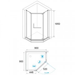 Душевое ограждение RGW Hotel HO-081B 90x90 350608199-14