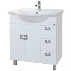 Тумба с раковиной Bellezza Миа 75 белый патина серебро