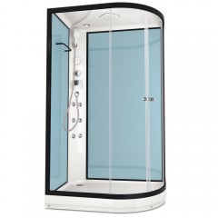 Душевая кабина Domani-Spa Delight 128 L голубые стенки/прозрачное стекло с электрикой и гидромассажем DS01D128LLDbCl10