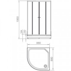 Душевой угол Domani-Spa Fit 99 прозрачное стекло DS04F99L0Cl00