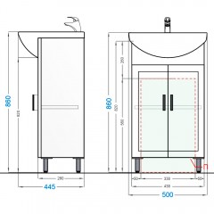 Тумба с раковиной Alavann Vittoria 50