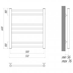Полотенцесушитель электрический Lemark Ursus LM72607EBL П7 500x600 чёрный